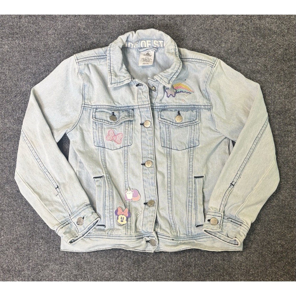 Disney Jean Jacket Girls Size 9/10 Denim Minnie Mouse Sequin & Embroidered